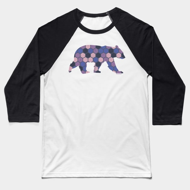 Purple Honeycomb Pattern Bear for Gay Bears | BearlyBrand Baseball T-Shirt by The Bearly Brand